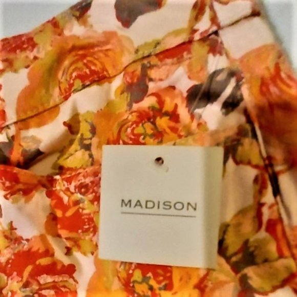 Madison Vintage Orange Combo Floral Crop Leg Pants Size 6 NWT - Picture 5 of 7